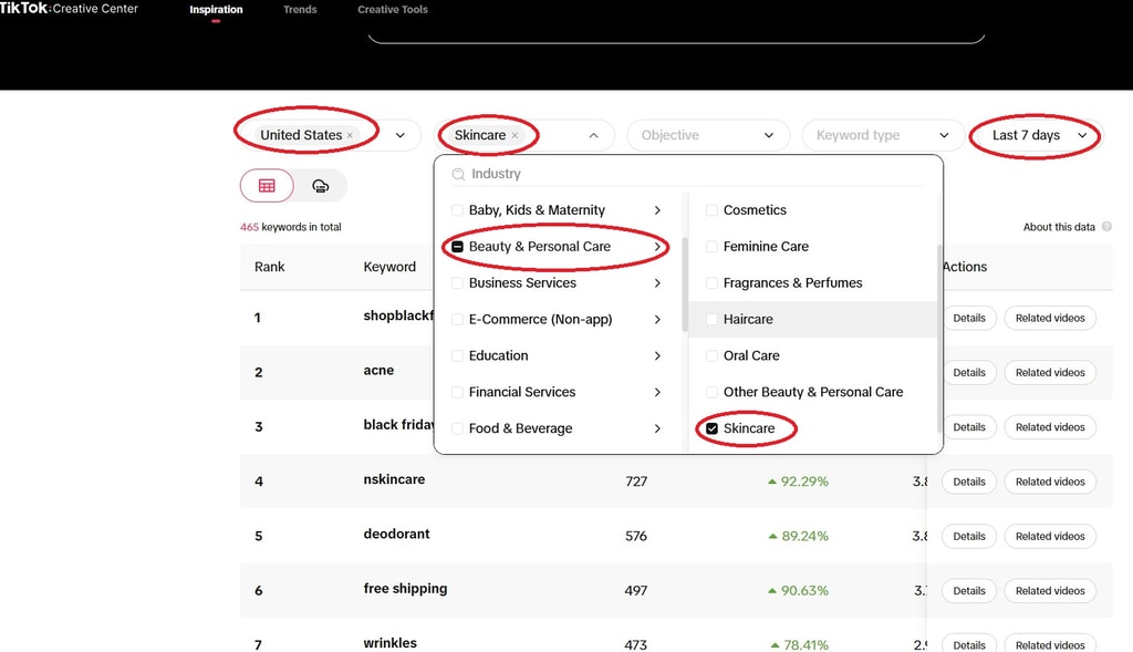 tiktok insights showing highlights