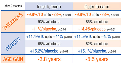 SLEB (papillary dermis) improvement chart