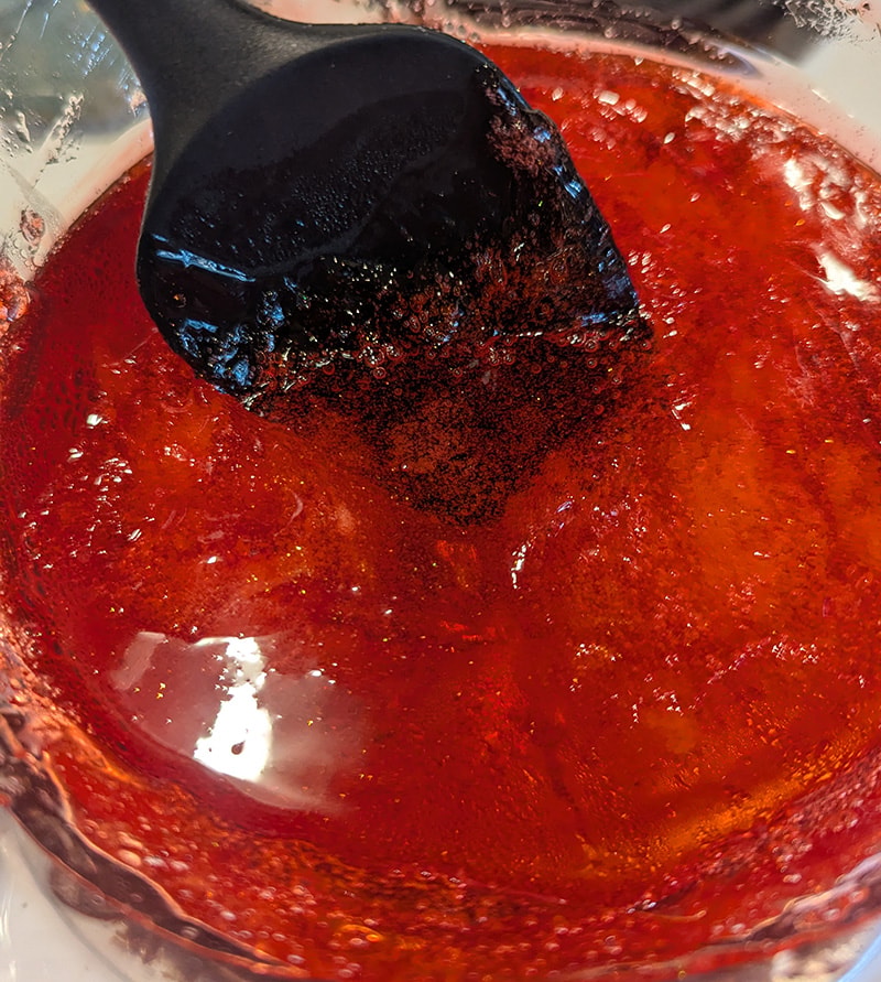 liquid jelly soap being mixed 